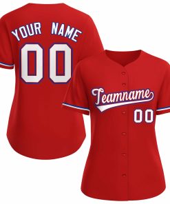 Custom Red White Red Classic Style Baseball Jersey for Women