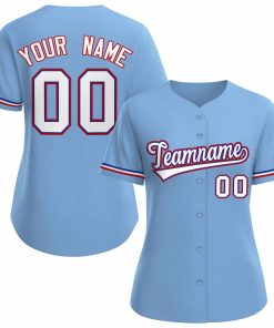 Custom Light Blue White Royal Classic Style Baseball Jersey for Women