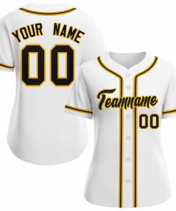 Custom White Black Gold Classic Style Baseball Jersey for Women