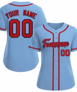Custom Light Blue Red Navy Classic Style Baseball Jersey for Women