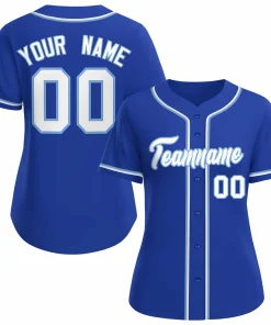 Custom Royal White Light Blue Classic Style Baseball Jersey for Women