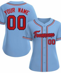 Custom Light Blue Red Navy Classic Style Baseball Jersey for Women