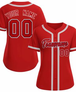 Custom Red Red Navy Classic Style Baseball Jersey for Women
