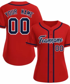 Custom Red Navy White Classic Style Baseball Jersey for Women