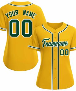 Custom Gold Green White Classic Style Baseball Jersey for Women