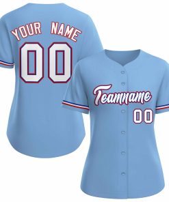 Custom Light Blue White Royal Classic Style Baseball Jersey for Women