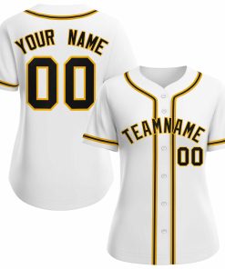 Custom White Black Gold Classic Style Baseball Jersey for Women