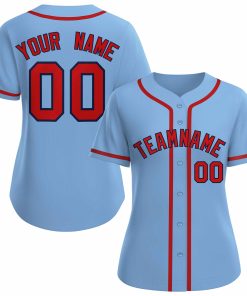Custom Light Blue Red Navy Classic Style Baseball Jersey for Women