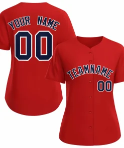 Custom Red Navy White Classic Style Baseball Jersey for Women