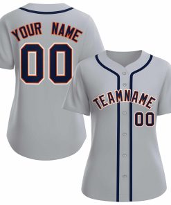 Custom Gray Navy Orange Classic Style Baseball Jersey for Women