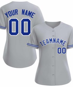Custom Gray Royal White Classic Style Baseball Jersey for Women