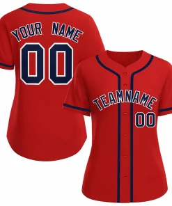 Custom Red Navy White Classic Style Baseball Jersey for Women