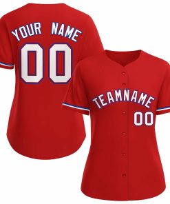Custom Red White Red Classic Style Baseball Jersey for Women