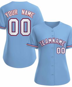 Custom Light Blue White Royal Classic Style Baseball Jersey for Women