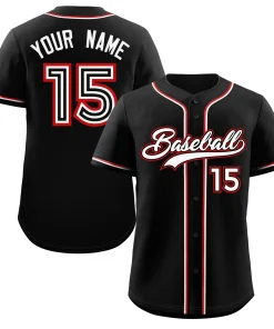 Custom Black White-Red Classic Style Authentic Baseball Jersey
