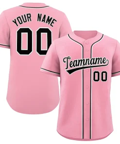 Custom Pink Black-White Classic Style Authentic Baseball Jersey for Men