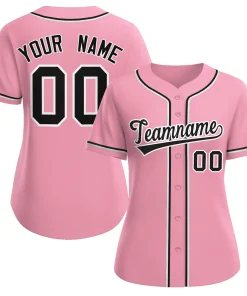 Custom Pink Black-White Classic Style Authentic Baseball Jersey for Women