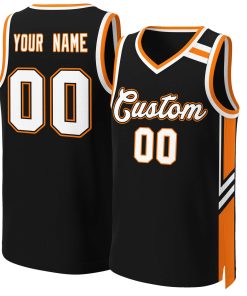 Custom Black White Orange Classic Tops Mesh Basketball Jersey
