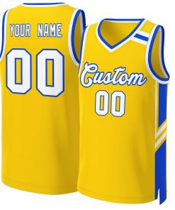 Custom Gold White Royal Classic Tops Mesh Basketball Jersey