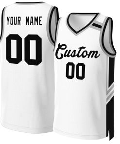 Custom White Black Classic Tops Mesh Basketball Jersey