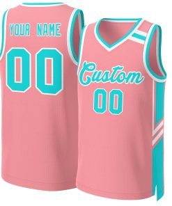 Custom Light Pink Aqua White Classic Tops Mesh Basketball Jersey
