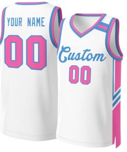 Custom White Powder Blue Classic Tops Mesh Basketball Jersey