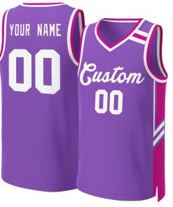 Custom Purple White Classic Tops Mesh Basketball Jersey