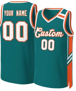 Custom Aqua Orange White Classic Tops Mesh Basketball Jersey