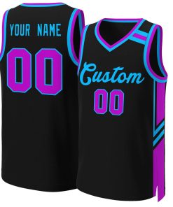 Custom Black Powder Blue Classic Tops Mesh Basketball Jersey