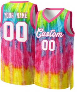 Custom Pink White-Pink Graffiti Pattern Tops Mesh Basketball Jersey