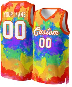 Custom Red White-Orange Graffiti Pattern Tops Mesh Basketball Jersey