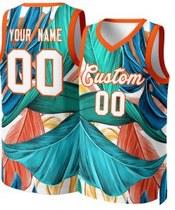 Custom Green White-Orange Graffiti Pattern Tops Mesh Basketball Jersey