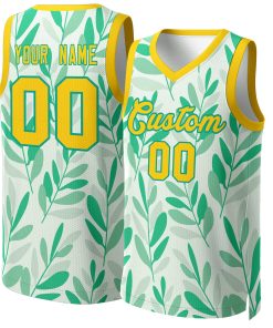 Custom Green Yellow-Yellow Graffiti Pattern Tops Mesh Basketball Jersey