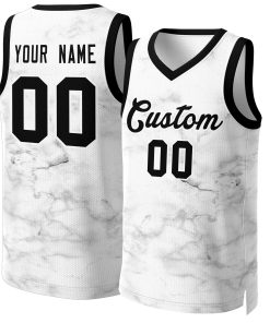 Custom White Black-White Graffiti Pattern Tops Mesh Basketball Jersey
