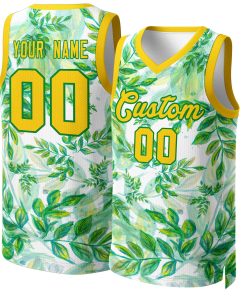 Custom Green Yellow-Yellow Graffiti Pattern Tops Mesh Basketball Jersey