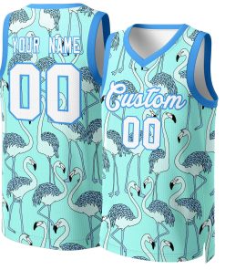 Custom Aqua White-Powder Blue Graffiti Pattern Tops Mesh Basketball Jersey