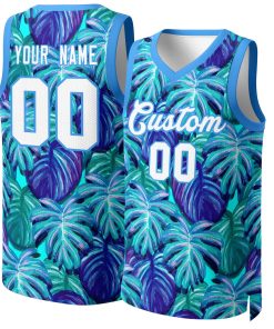 Custom Blue White-Powder Blue Graffiti Pattern Tops Mesh Basketball Jersey