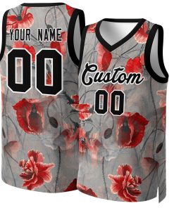 Custom Gray Black-White Graffiti Pattern Tops Mesh Basketball Jersey