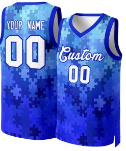 Custom Royal White-Royal Graffiti Pattern Tops Mesh Basketball Jersey