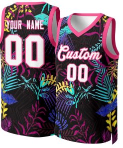 Custom Black White-Pink Graffiti Pattern Tops Mesh Basketball Jersey