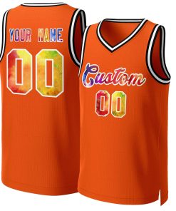 Custom Orange Graffiti-White Graffiti Pattern Tops Mesh Basketball Jersey