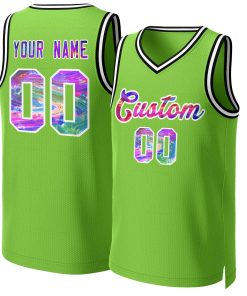 Custom Neon Green Graffiti-White Graffiti Pattern Tops Mesh Basketball Jersey