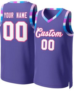 Custom Purple White-Pink Graffiti Pattern Tops Mesh Basketball Jersey
