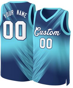 Custom Navy White-Navy Gradient Fashion Tops Slash Basketball Jersey