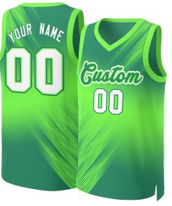 Custom Green White-Green Gradient Fashion Tops Slash Basketball Jersey
