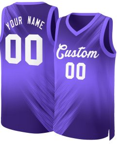 Custom Purple White Gradient Fashion Tops Slash Basketball Jersey