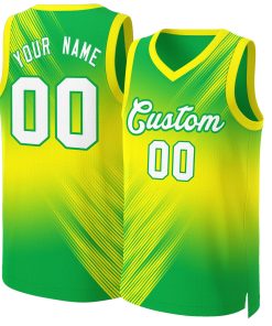 Custom Green White-Green Gradient Fashion Tops Slash Basketball Jersey