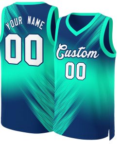 Custom Navy White-Navy Gradient Fashion Tops Slash Basketball Jersey