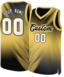 Custom Yellow Black-Yellow Gradient Fashion Tops Slash Basketball Jersey
