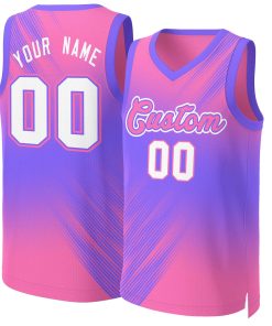 Custom Pink Pink-Purple Gradient Fashion Tops Slash Basketball Jersey